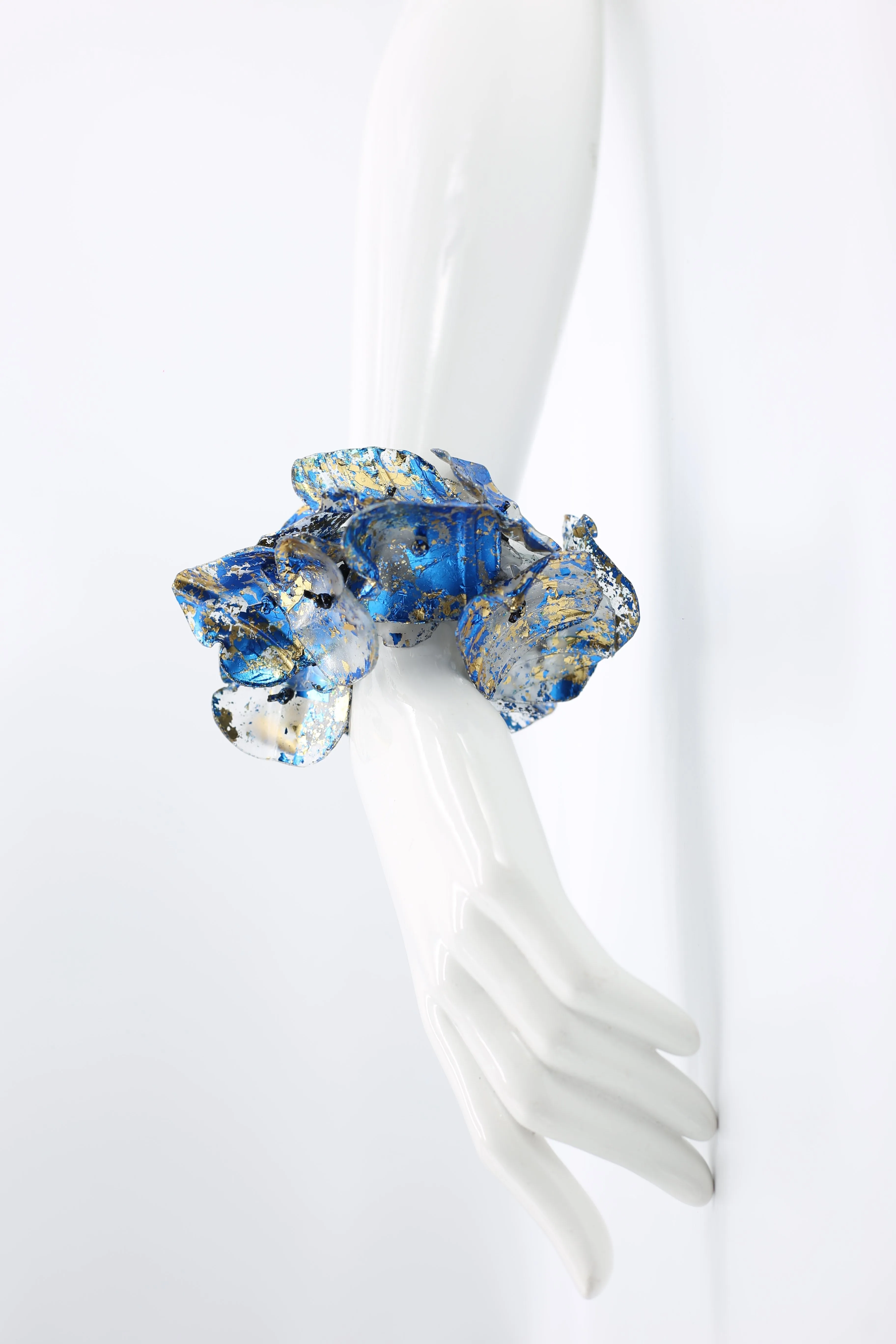 Upcycled plastic bottles - Big Aqua Water Lily leaf Bracelets