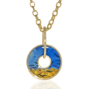 Van Gogh Wheatfield with Crows Disc Necklace