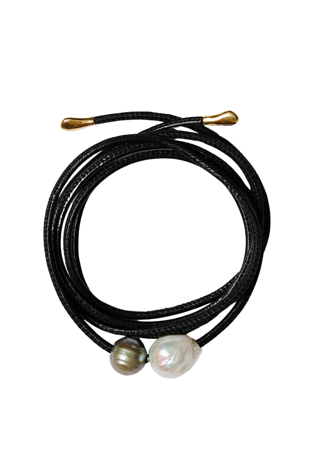 Vanya Leather Wrap Bracelet in Black