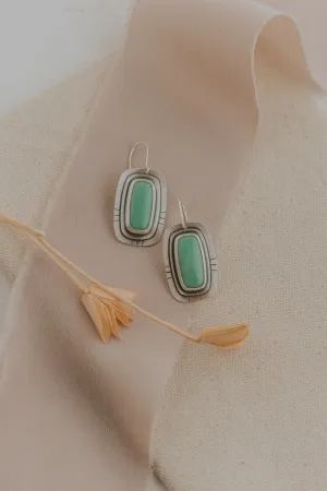 Variscite Statement Earrings with Line Stamping