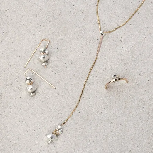 VESSEL PULL THROUGH TWO TONE EARRING