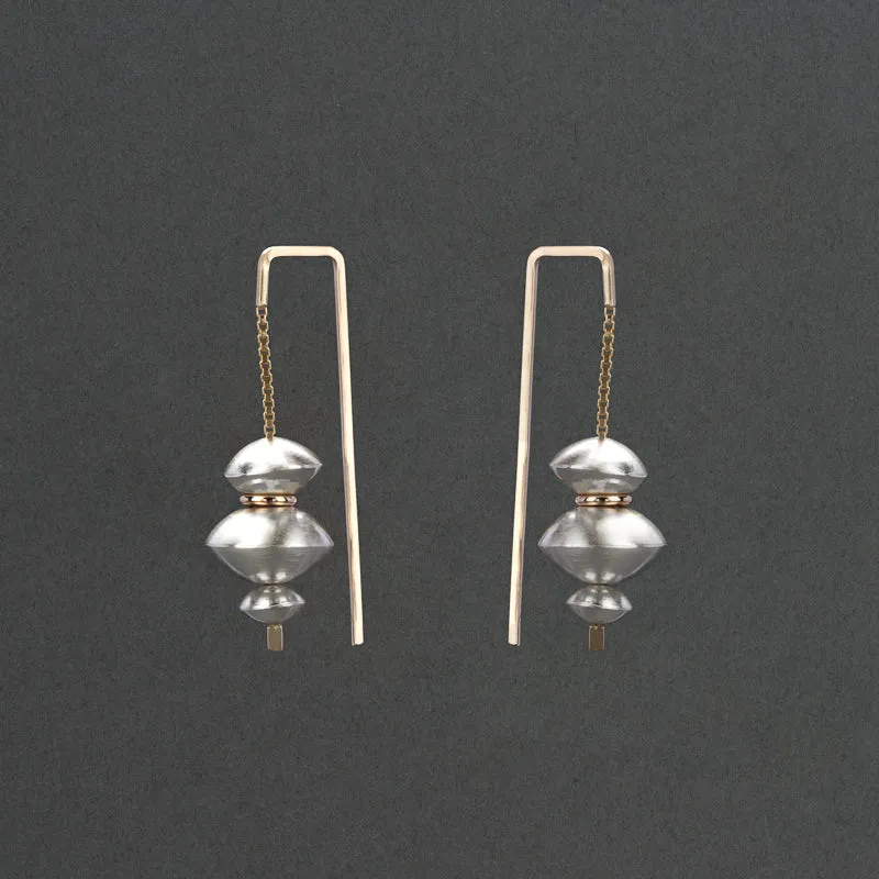 VESSEL PULL THROUGH TWO TONE EARRING