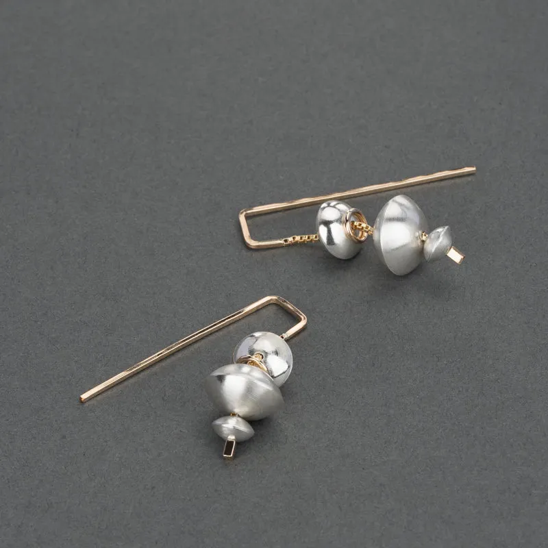 VESSEL PULL THROUGH TWO TONE EARRING