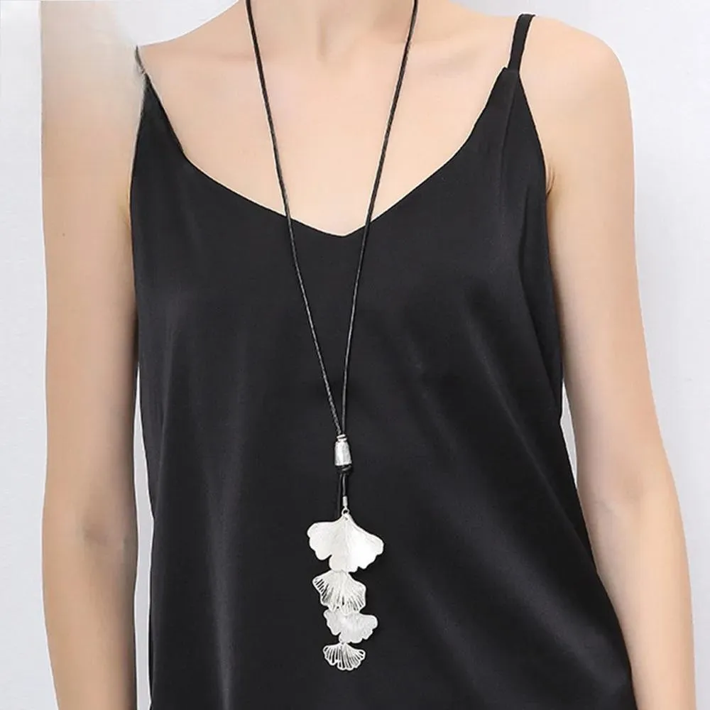 Vintage Big Leaves Long Chains Collares Necklace Fashion Suspension Goth Pendants