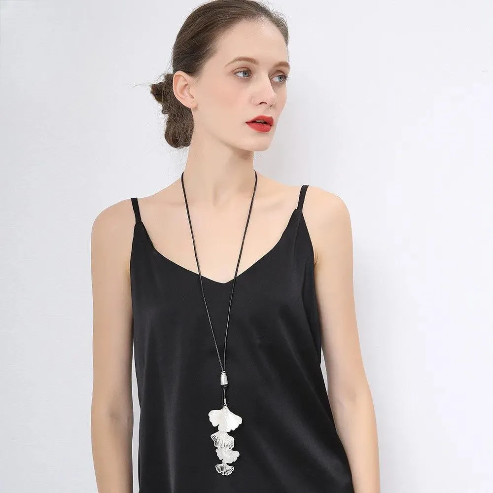 Vintage Big Leaves Long Chains Collares Necklace Fashion Suspension Goth Pendants