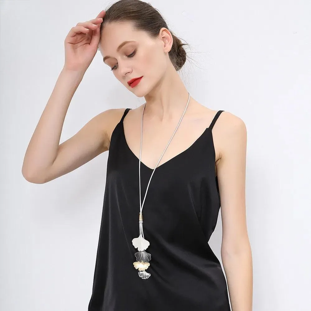 Vintage Big Leaves Long Chains Collares Necklace Fashion Suspension Goth Pendants