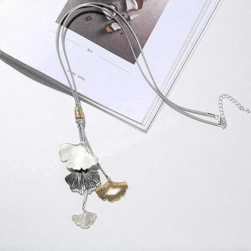Vintage Big Leaves Long Chains Collares Necklace Fashion Suspension Goth Pendants