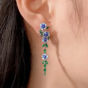 Vintage Enamel Flower Drop Earrings