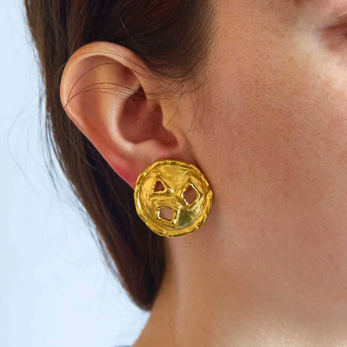 Vintage Gold Geometric Cutout Earrings