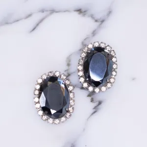 Vintage Hematite and Diamante Statement Earrings