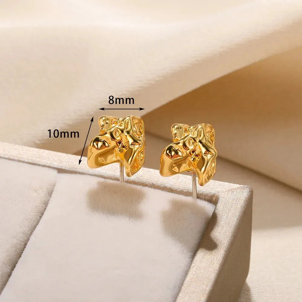 Vintage Stainless Steel Geometric Earrings For Women Personalized Fan-shaped Stud Earrings Party