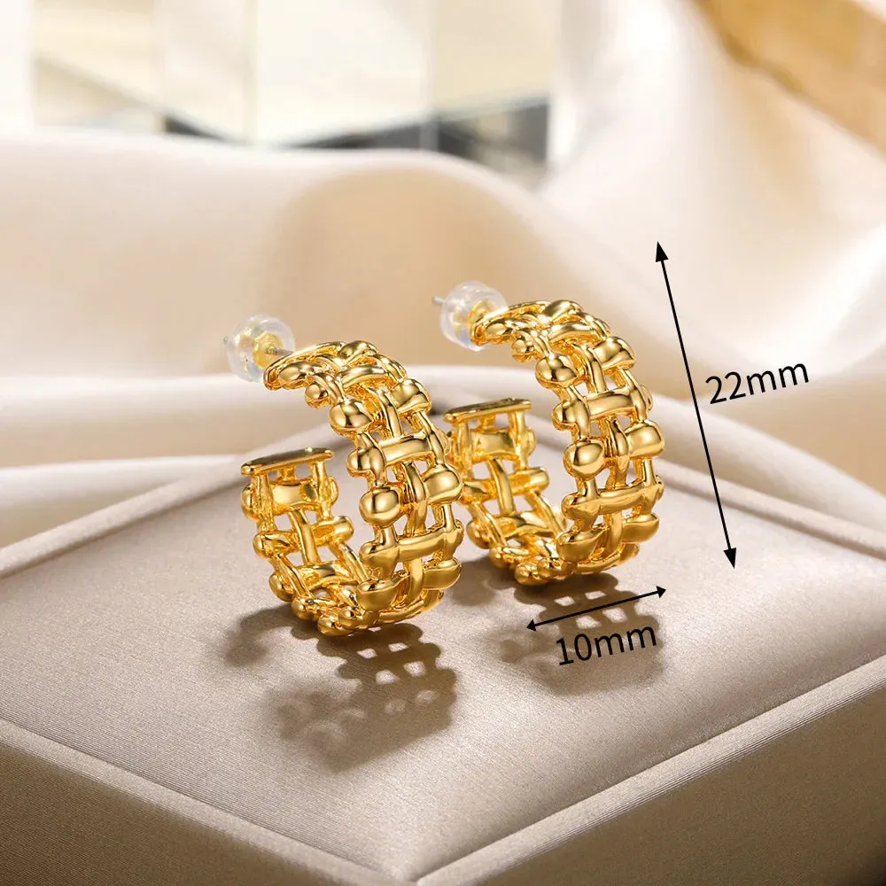 Vintage Stainless Steel Geometric Earrings For Women Personalized Fan-shaped Stud Earrings Party
