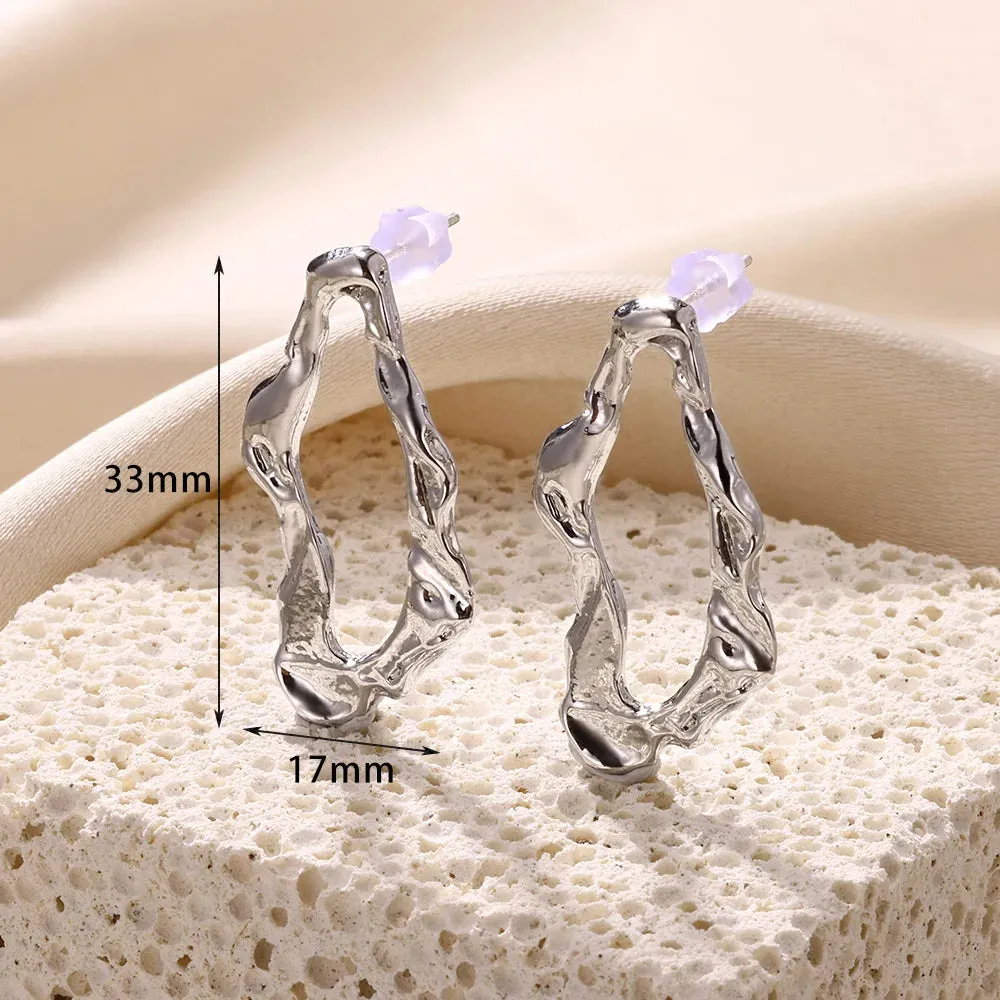 Vintage Stainless Steel Geometric Earrings For Women Personalized Fan-shaped Stud Earrings Party