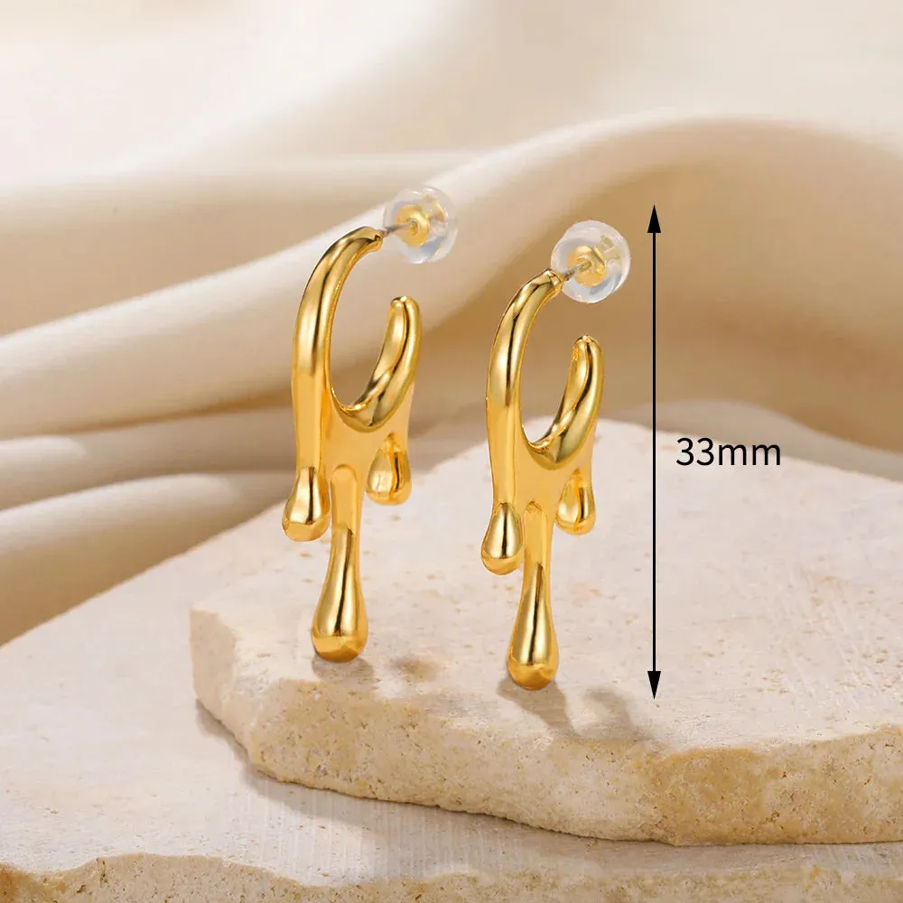 Vintage Stainless Steel Geometric Earrings For Women Personalized Fan-shaped Stud Earrings Party