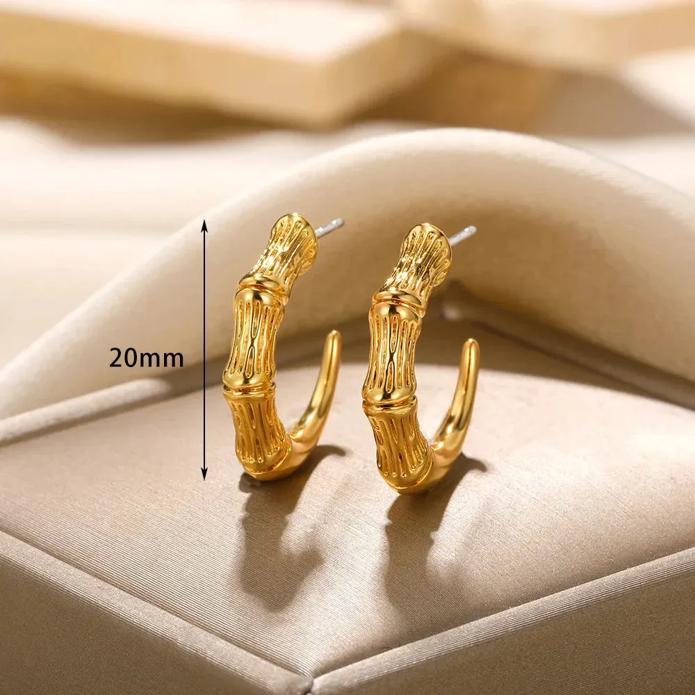Vintage Stainless Steel Geometric Earrings For Women Personalized Fan-shaped Stud Earrings Party