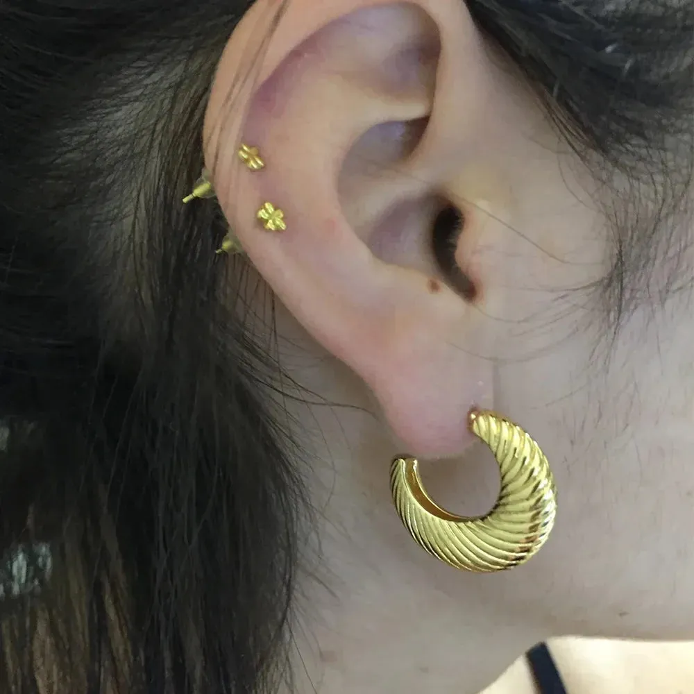 Vintage Stainless Steel Geometric Earrings For Women Personalized Fan-shaped Stud Earrings Party