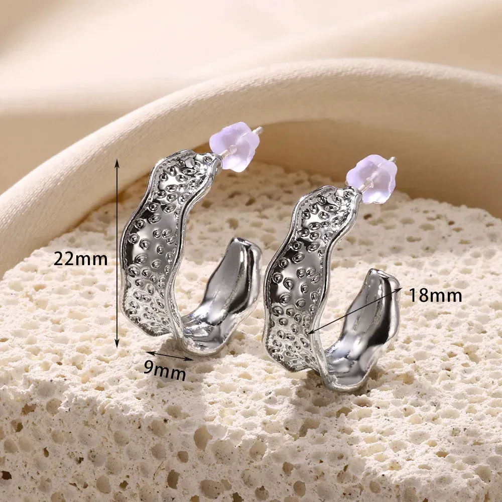 Vintage Stainless Steel Geometric Earrings For Women Personalized Fan-shaped Stud Earrings Party