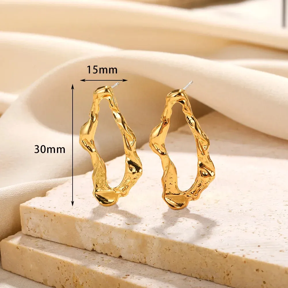 Vintage Stainless Steel Geometric Earrings For Women Personalized Fan-shaped Stud Earrings Party