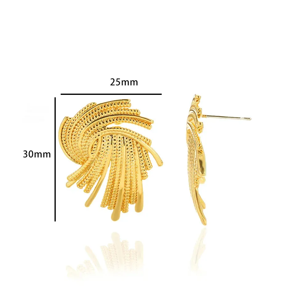Vintage Stainless Steel Geometric Earrings For Women Personalized Fan-shaped Stud Earrings Party