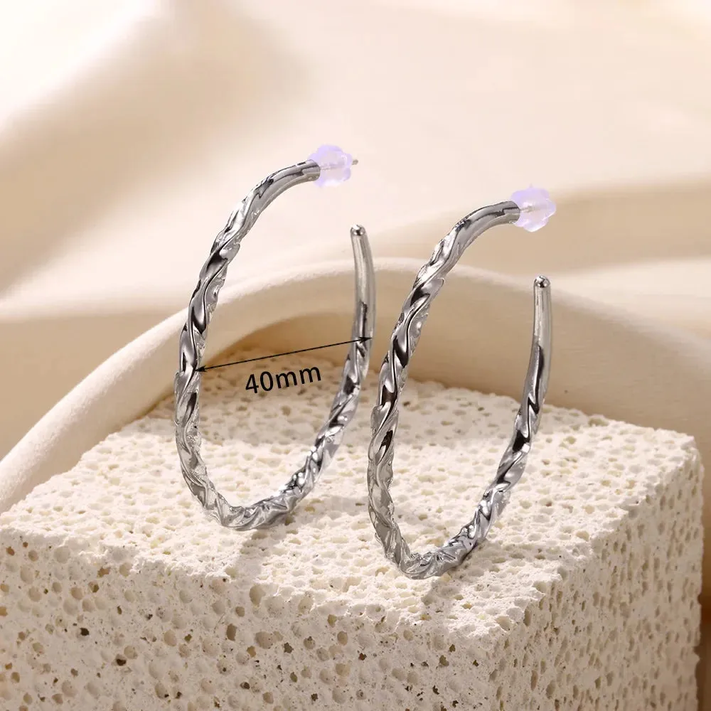 Vintage Stainless Steel Geometric Earrings For Women Personalized Fan-shaped Stud Earrings Party