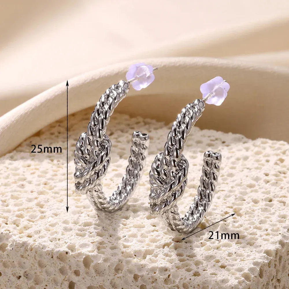 Vintage Stainless Steel Geometric Earrings For Women Personalized Fan-shaped Stud Earrings Party