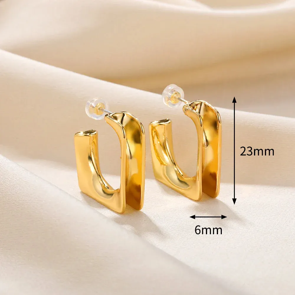 Vintage Stainless Steel Geometric Earrings For Women Personalized Fan-shaped Stud Earrings Party