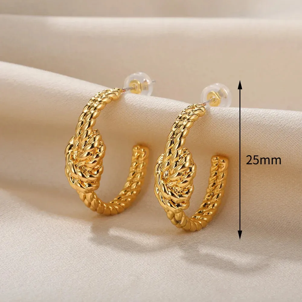 Vintage Stainless Steel Geometric Earrings For Women Personalized Fan-shaped Stud Earrings Party