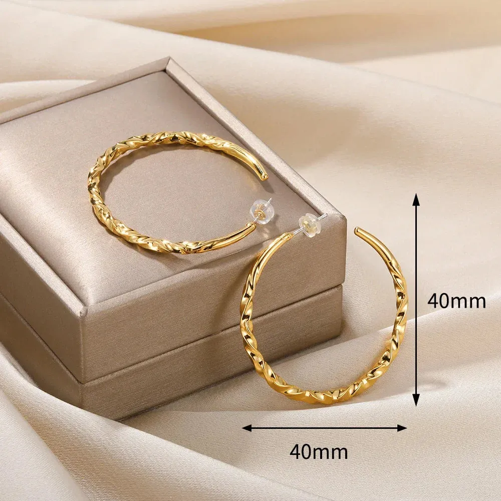 Vintage Stainless Steel Geometric Earrings For Women Personalized Fan-shaped Stud Earrings Party