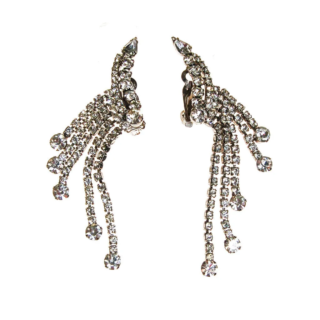 Waterfall Rhinestone Ear Crawlers Statement Earrings