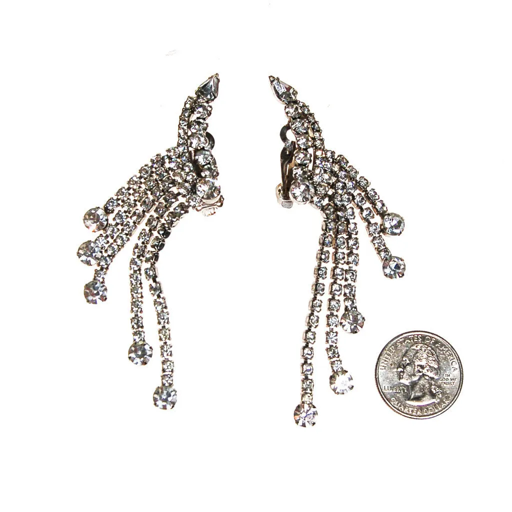 Waterfall Rhinestone Ear Crawlers Statement Earrings