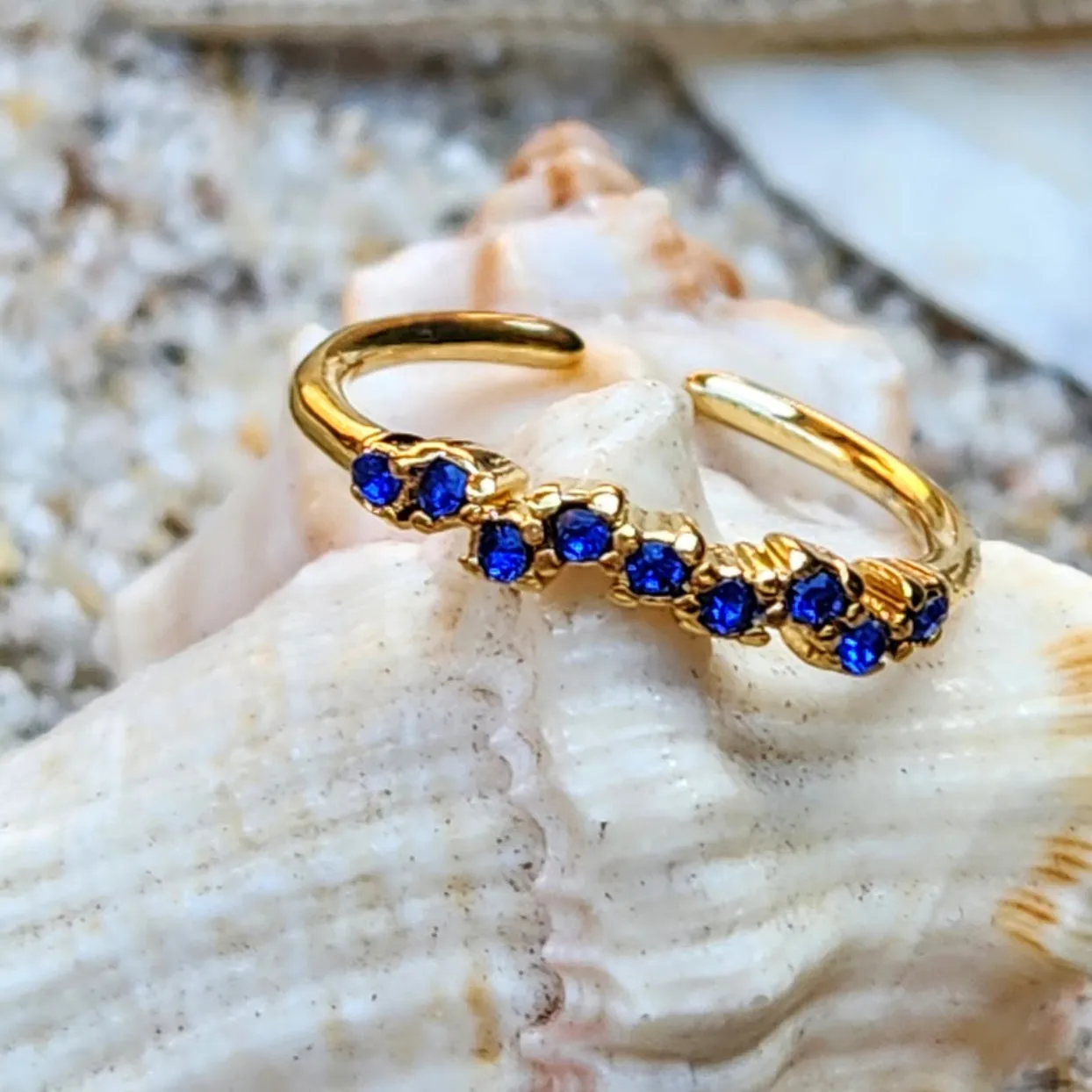 WAVES - PERIDOT / RUBY / SAPPHIRE / AQUAMARINE / CITRINE & AMETHYST 18K RINGS - ADJUSTABLE WATERPROOF