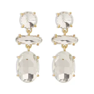 White Crystal & 18K Gold-Plated Geometric Drop Earrings