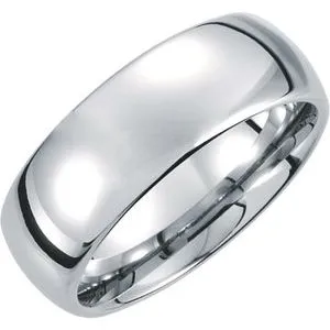 White Tungsten 8 mm Domed Band Size 7.5