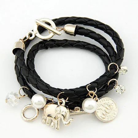 Women Charm Bracelets & Bangles PU Leather Men Jewelry Bijoux Elephant Pulseira Feminina Pulsera Mujer Femme