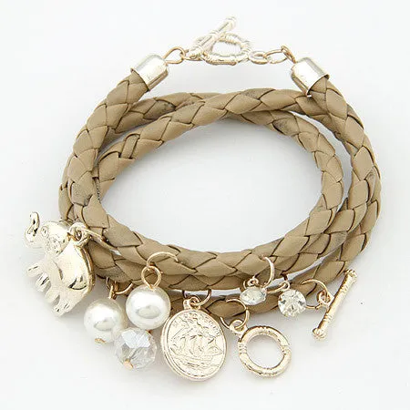 Women Charm Bracelets & Bangles PU Leather Men Jewelry Bijoux Elephant Pulseira Feminina Pulsera Mujer Femme