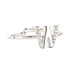Women's Alphabet Finger Ring - Silver -  Silver