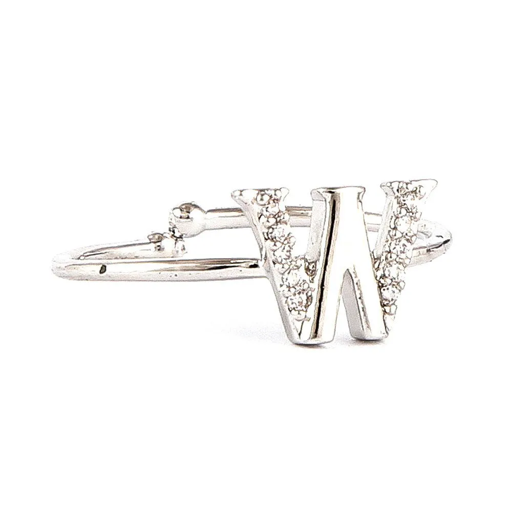 Women's Alphabet Finger Ring - Silver -  Silver