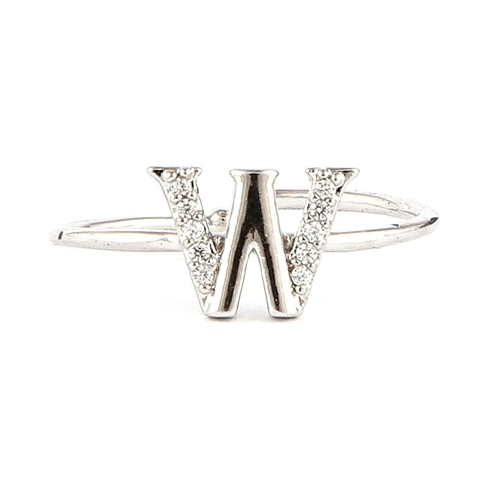 Women's Alphabet Finger Ring - Silver -  Silver