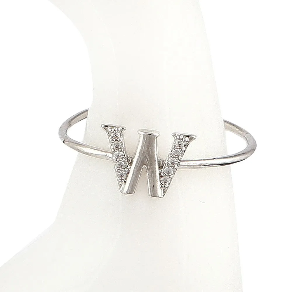 Women's Alphabet Finger Ring - Silver -  Silver