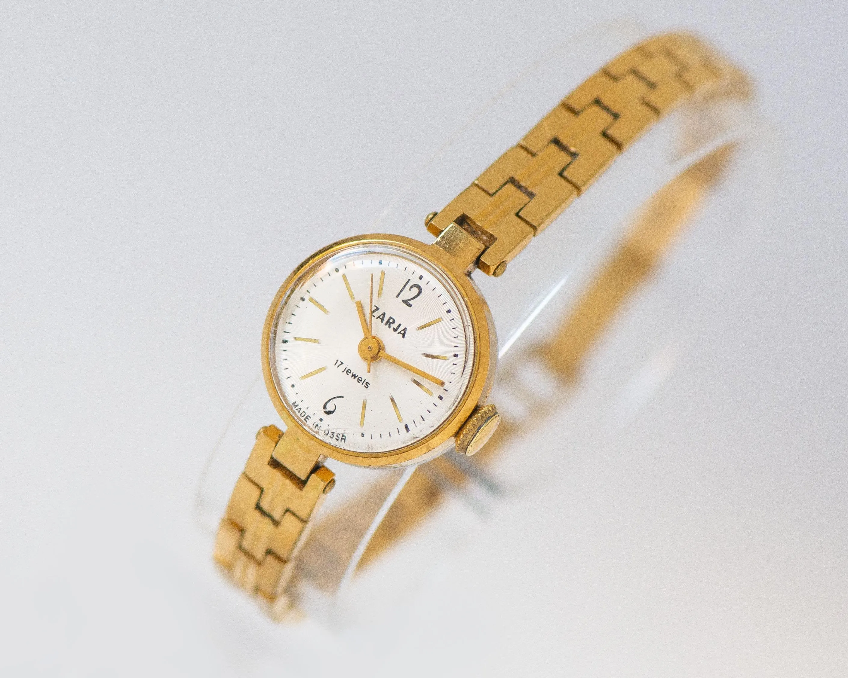 Women's Cocktail Watch Gold Plated Bracelet Dawn, Vintage Lady Wristwatch Delicate Jewelry Gift very rare small wrist party watch minimalist