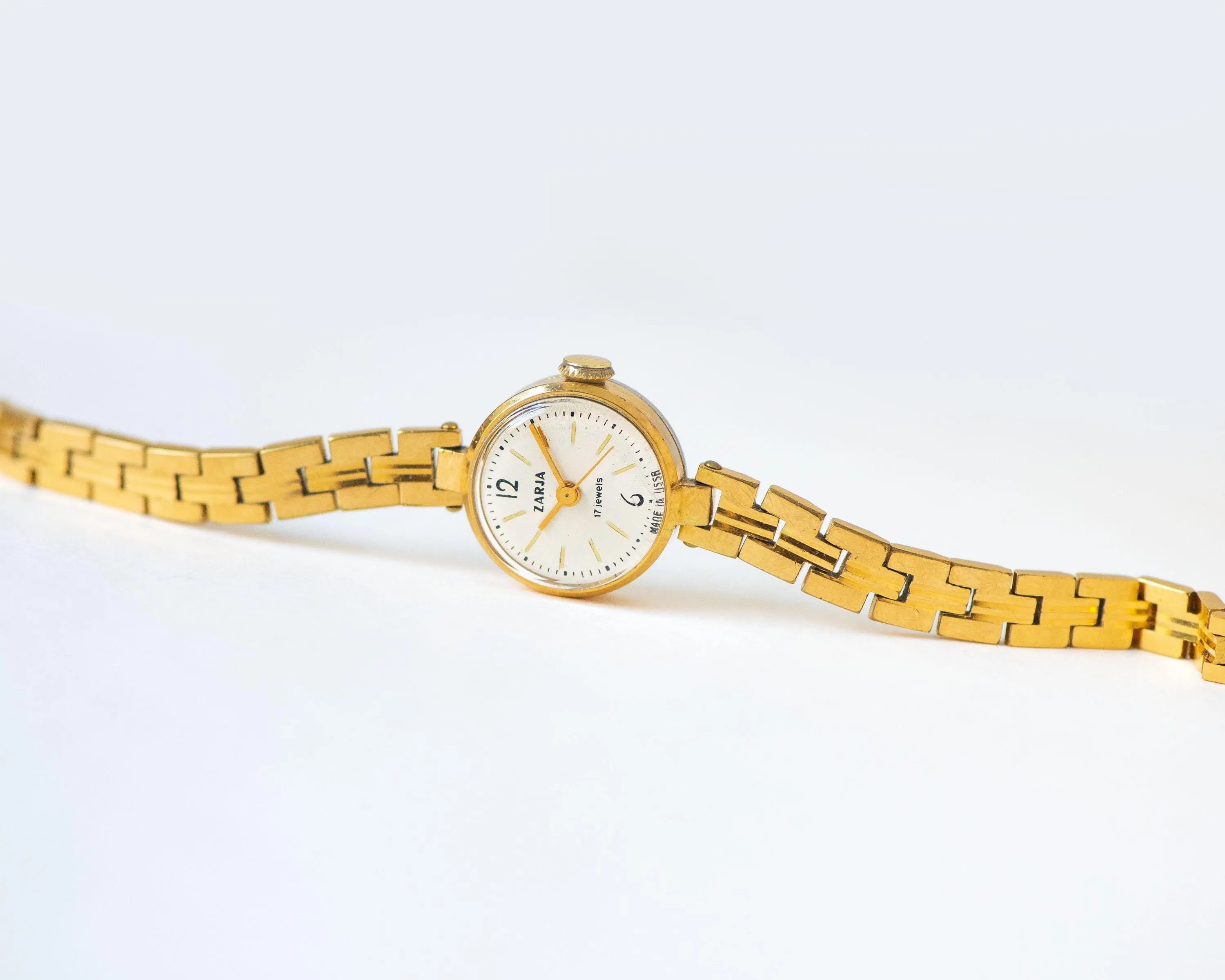 Women's Cocktail Watch Gold Plated Bracelet Dawn, Vintage Lady Wristwatch Delicate Jewelry Gift very rare small wrist party watch minimalist