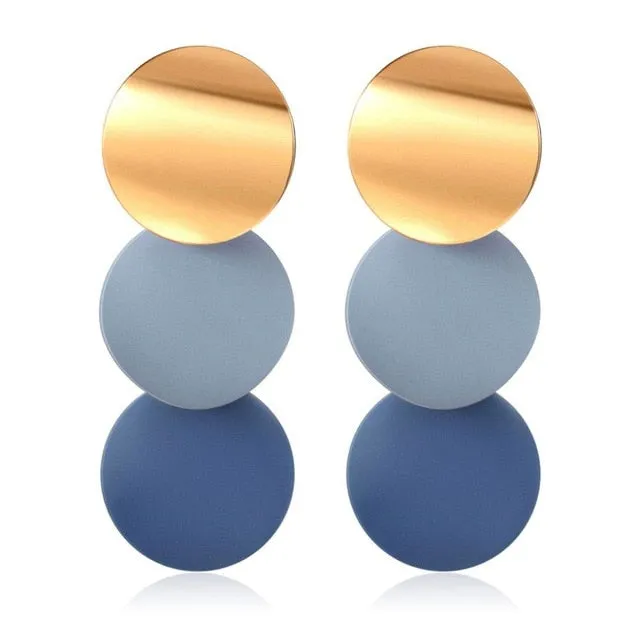Women's Earrings Korean Acrylic Drop Earrings for Women Statement Geometric Round Gold Earring 2021 Fashion Trend Female Jewelry