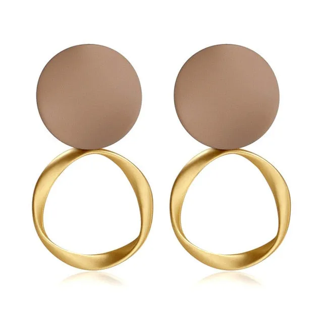 Women's Earrings Korean Acrylic Drop Earrings for Women Statement Geometric Round Gold Earring 2021 Fashion Trend Female Jewelry