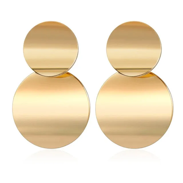 Women's Earrings Korean Acrylic Drop Earrings for Women Statement Geometric Round Gold Earring 2021 Fashion Trend Female Jewelry