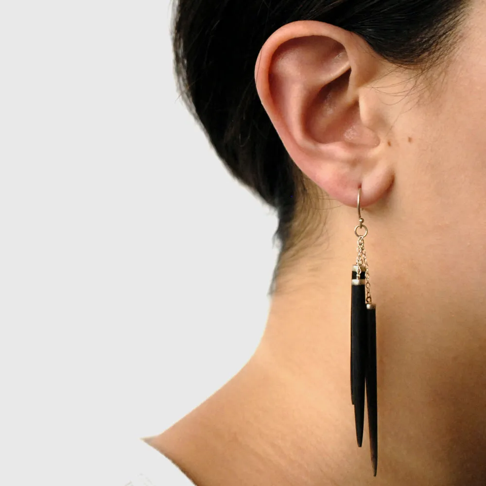wood point cluster earrings