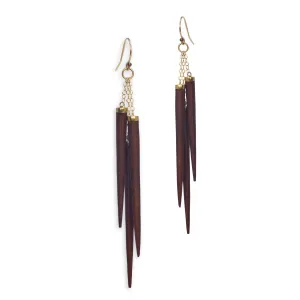 wood point cluster earrings