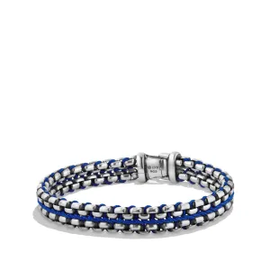 Woven Box Chain Bracelet in Blue, Size Large