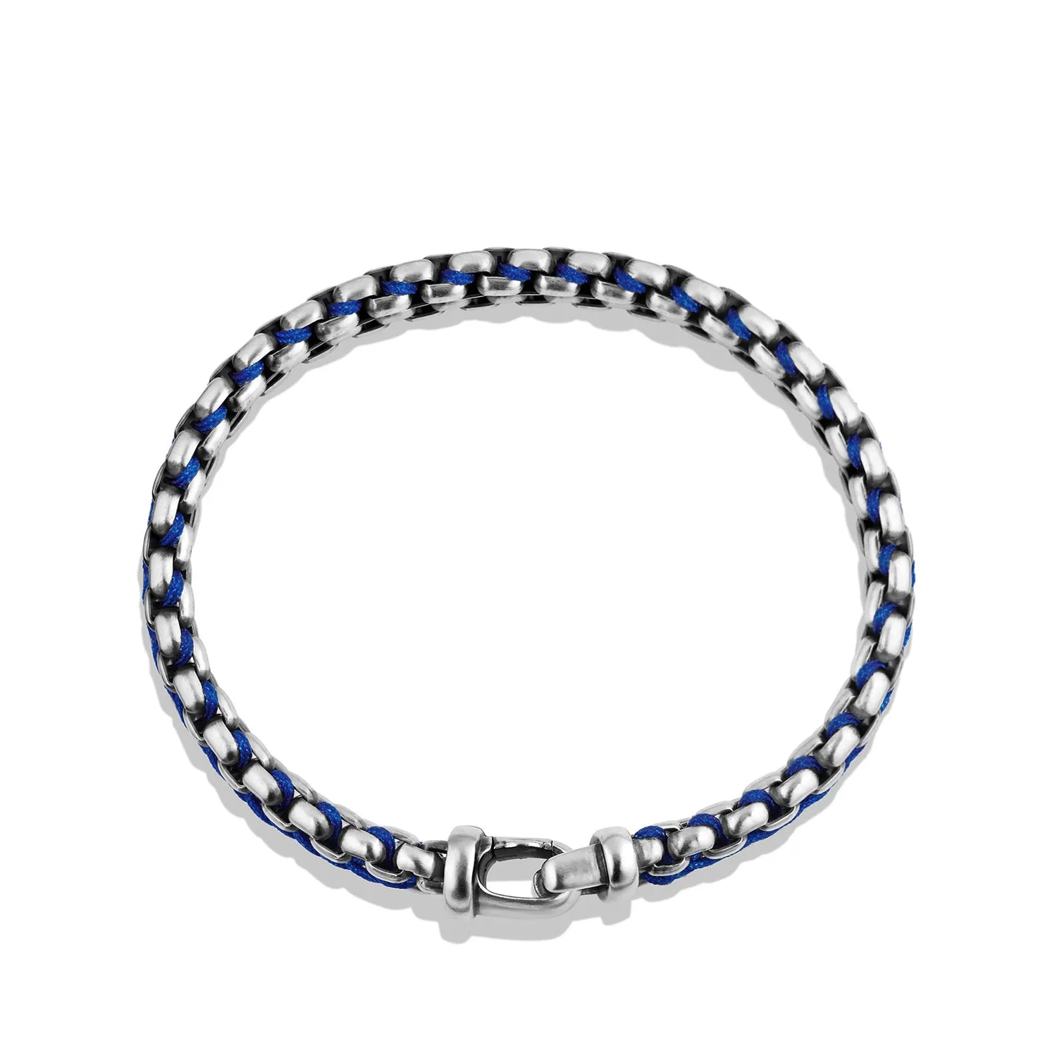 Woven Box Chain Bracelet in Blue, Size Large