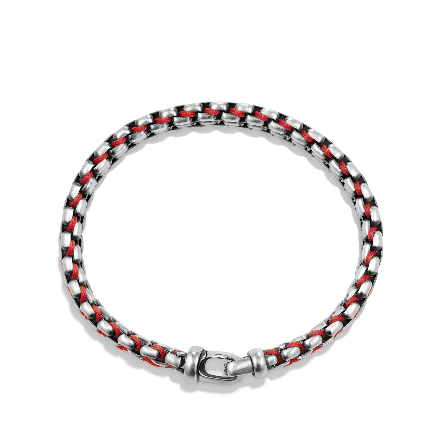 Woven Box Chain Bracelet in Red, Size Medium