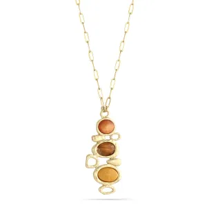 YELLOW AND ORANGE STONE PENDANT NECKLACES #209NT12 (9E6/3C2)